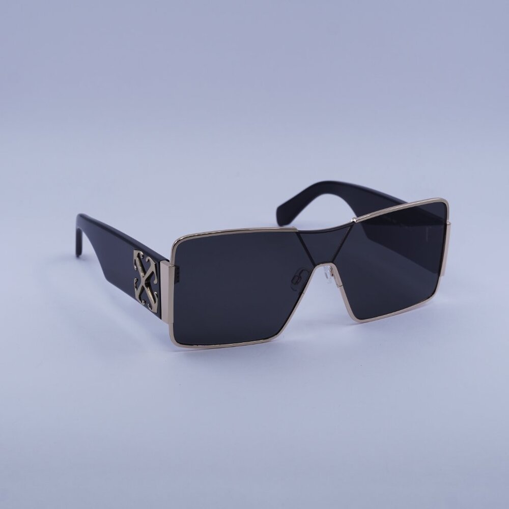 Off-White ASPEN 7607 Sunglasses Gold/Black Shield Frame, Grey Lenses